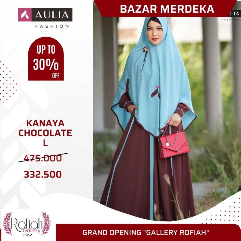 Kanaya Chocolate Ice Blue Set Gamis Aulia