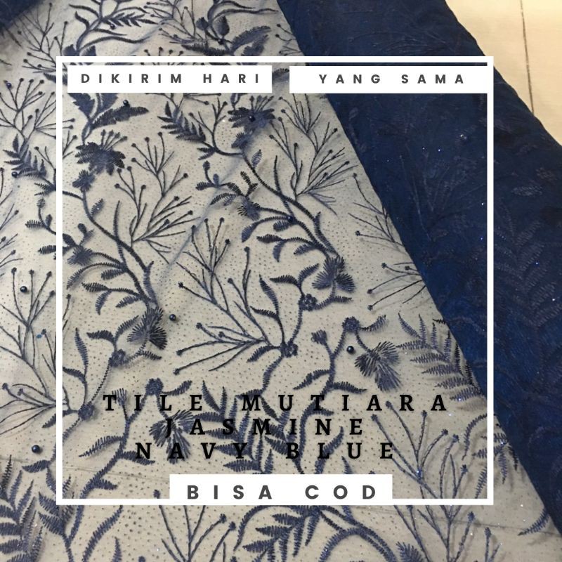 Kain Tile Mutiara Jasmin Warna Navy