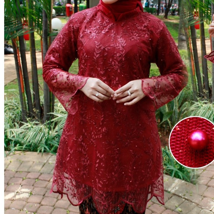 Setelan Kebaya Tulle Sanghai Model Terbaru Kekinian