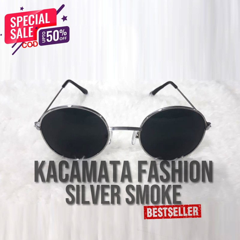 Kacamata Bulat Boboho Sunglasses Unisex Kacamata Murah Model Vintage Black Kaca mata bulat Hitam