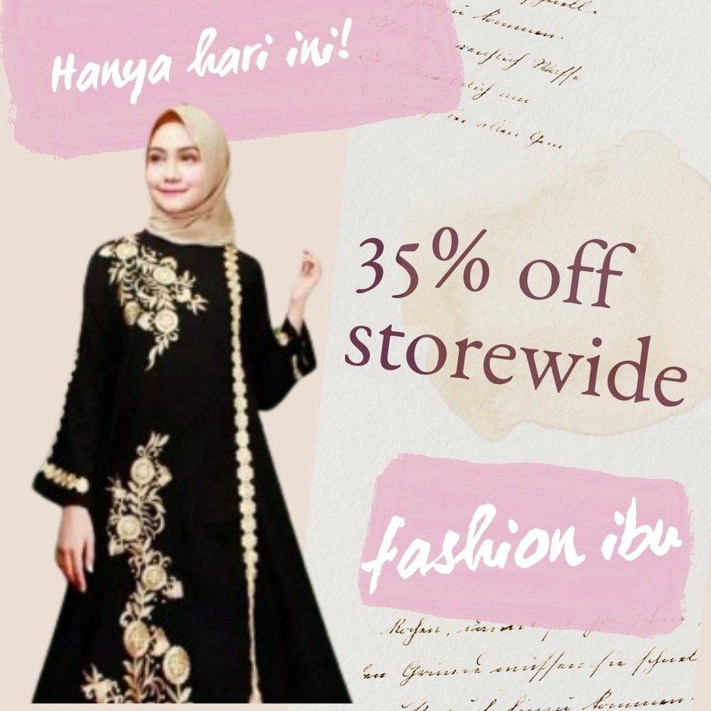 Baju Gamis Abaya Arab Turkey Bordir Hitam Polos Wanita Arabian