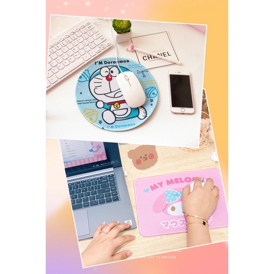 Mousepad Bulat Hello kitty Doraemon My melody Twinstar Cinnamoroll Pompurin Mouse pad alas keyboard