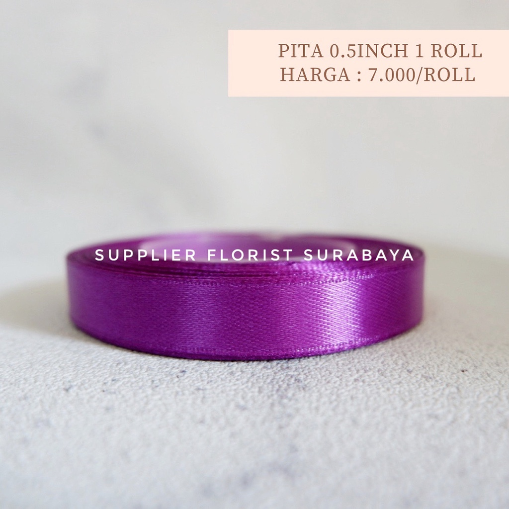 [HARGA PER ROLL] PITA SATIN 1/2 INCH 0,5 INCH 0.5 INCH 1,25CM 1.25CM 25YARD