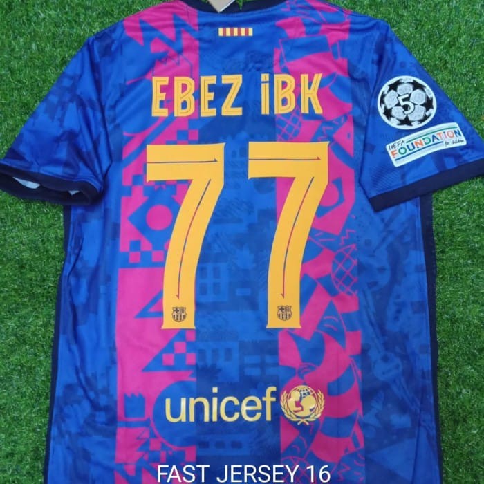 Jersey Barca Barcelona 3Rd Ucl/Home +Nameset +Patch 2021/22 Grade Ori