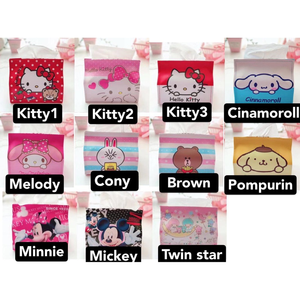 Tempat Tissue Kotak Karakter Kitty Melody Snoopy Bear