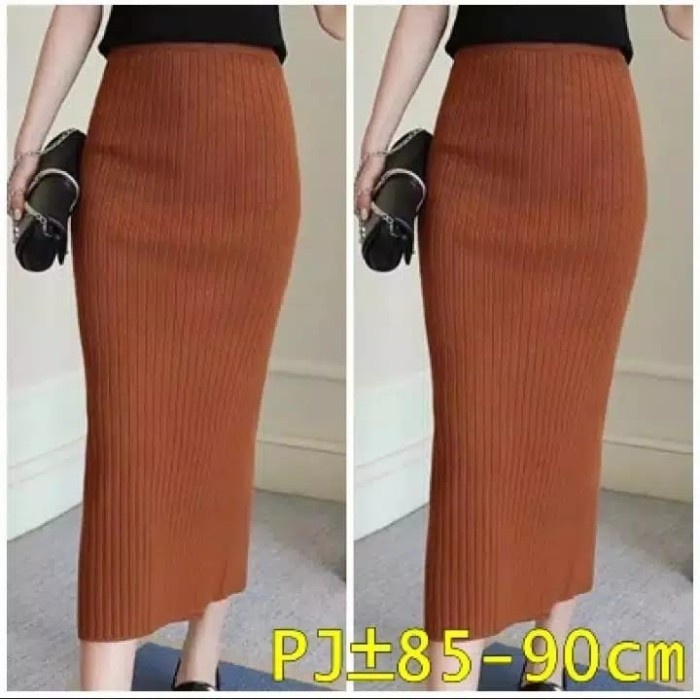 ADA ROK SPAN KNIT rok span wanita knit ala korea polos kerja kuliah gereja AO95