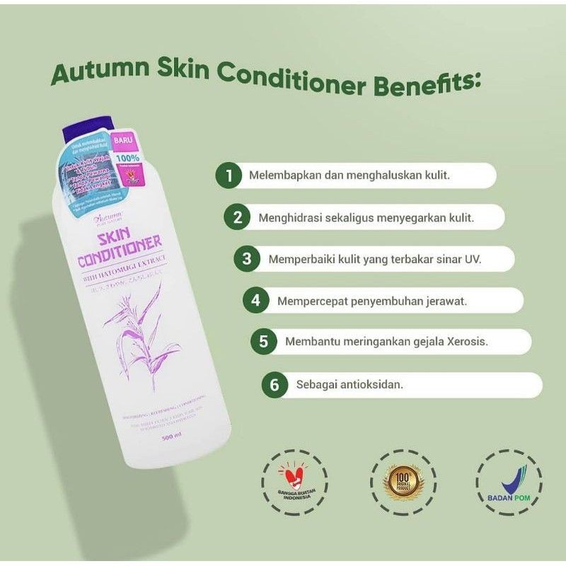 [FREE BOTOL SPRAY KOSONG] Autumn Skin Conditioner 500ml Hatomugi | Centella Asiatica | Aloevera | Face Mist | Face Toner