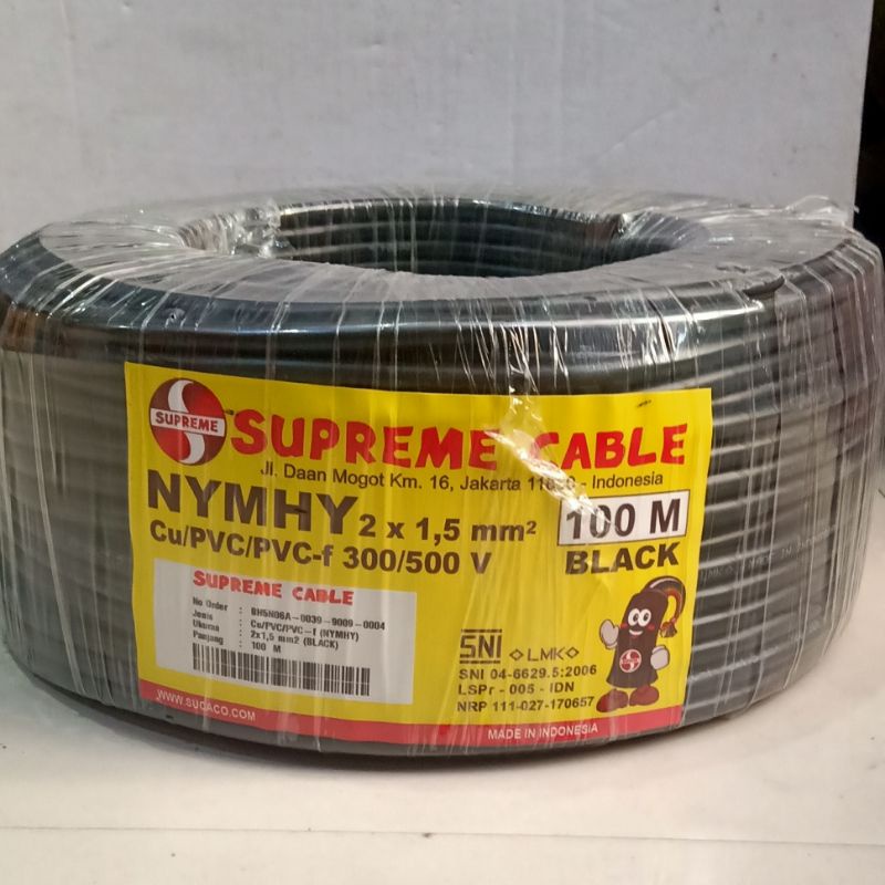Kabel Listrik NYMHY serabut 2 x 1,5mm² Supreme Per Roll