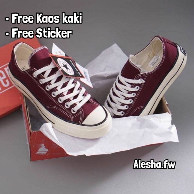 Sepatu Converse 70s Ox Merah Maroon / Converse 70s Dark Red Low Premium Hight Quality