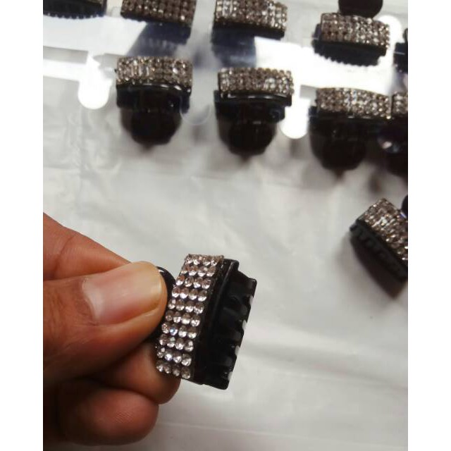 Jepit salon poni permata 12 PCS black