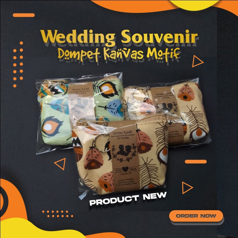 Gantungan Kunci Dompet Kanvas, Souvenir Pernikahan Dompet Kanvas Motif, Dompet Kanvas Souvenir Perni