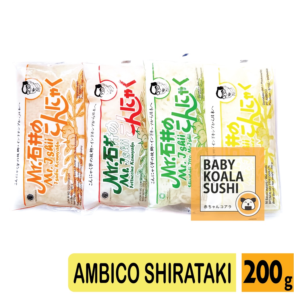 AMBICO Shirataki Mie Keto Basah 200 g │ Sirataki Diet Keto Export Quality...