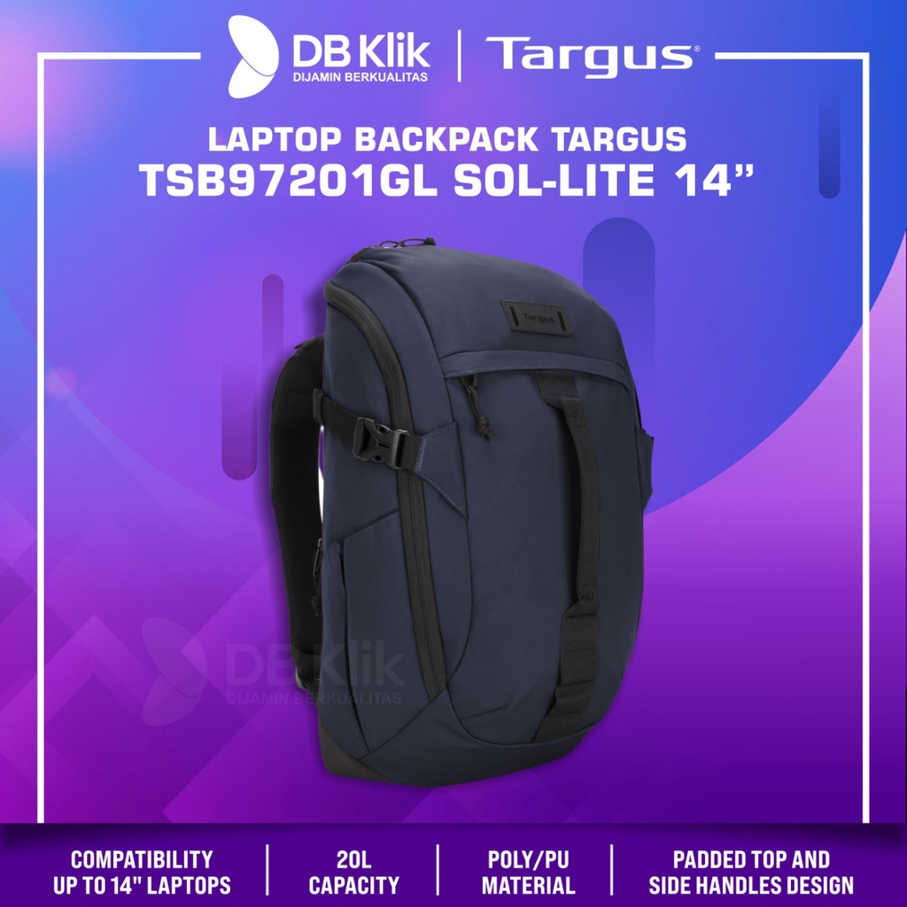 Laptop Backpack TARGUS TSB97201GL SOL-LITE 14&quot; Navy-TARGUS TSB 97201GL