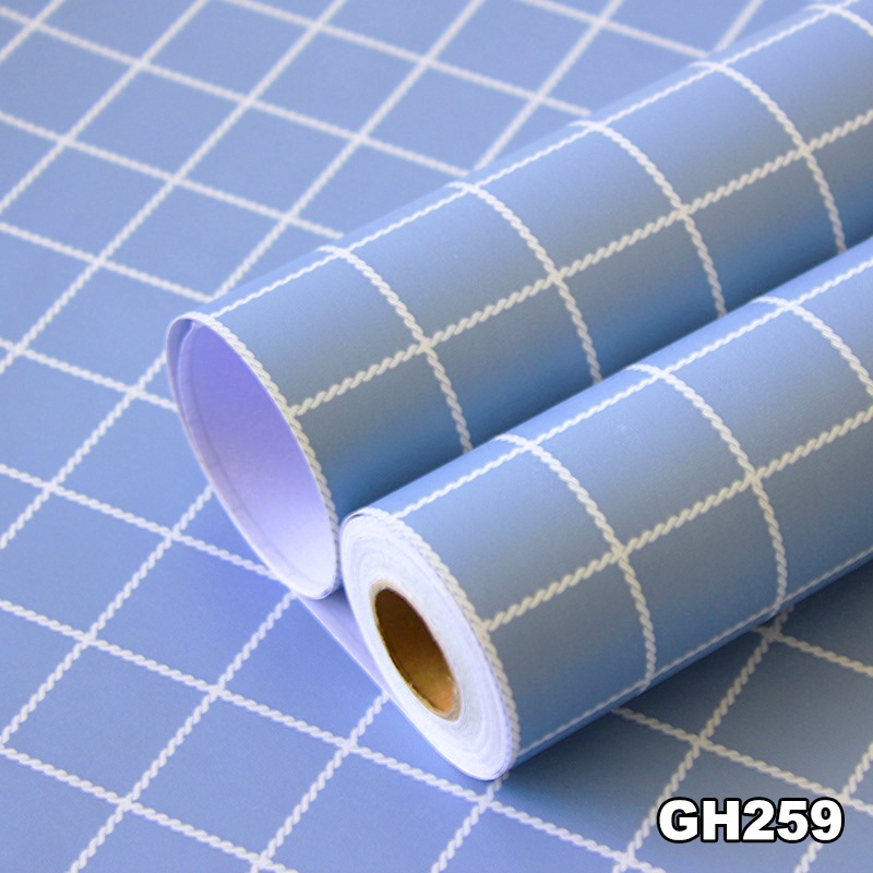 NEW MOTIF GH259 KOTAK BIRU TERMURAH BAYAR DITEMPAT WALLPAPER DINDING GH 45CM X 10 METER