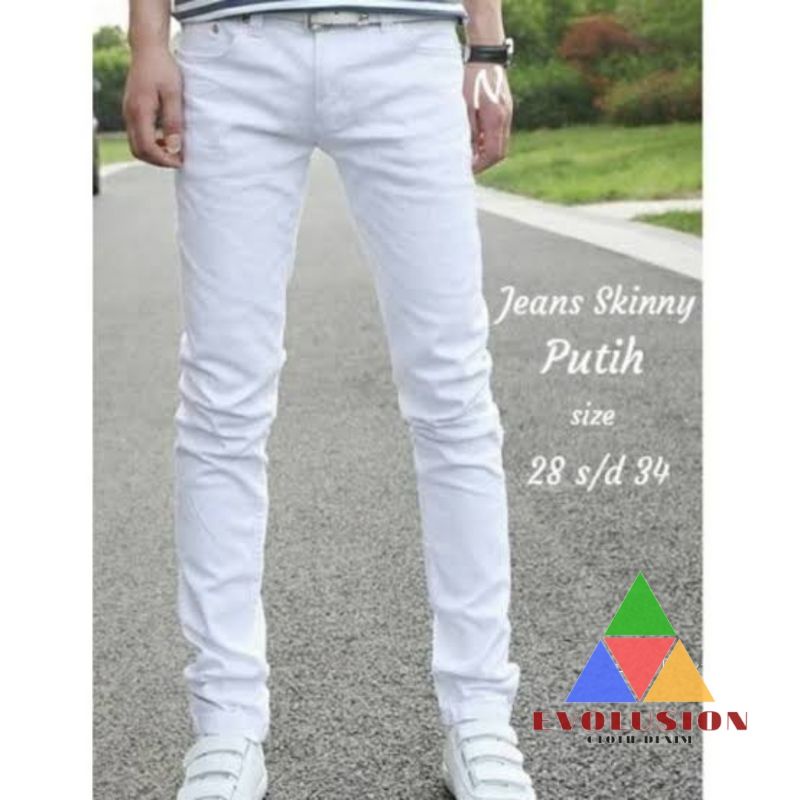 [COD] Celana Jeans Pria Sobek Lutut Ripped putih