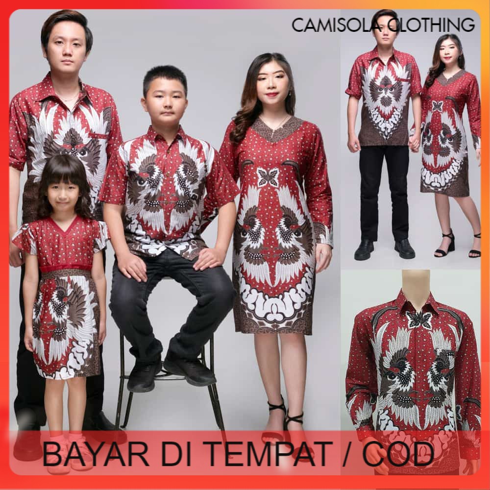 BATIK COUPLE KELUARGA SARIMBIT FAMILY TERBARU MODERN MURAH JUMBO ANAK DRESS KEBAYA MELINDA MERAH