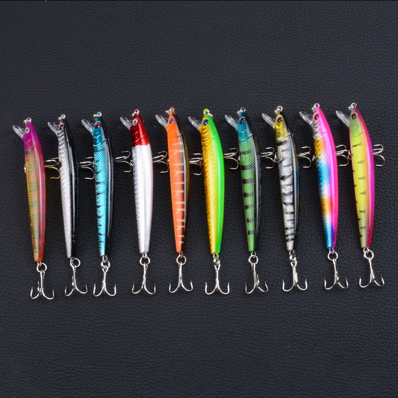 10 Warna 8.5g/9.5cm Ikan Kecil Memancing Umpan Seri Dicat Umpan Bionik Umpan Keras Plastik Umpan