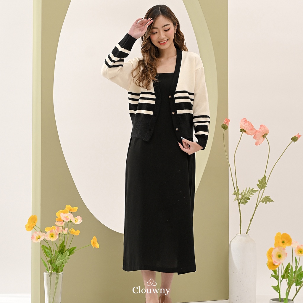 CLOUWNY - Outer Rajut Wanita Sade Button Cardigan Premium Knitt Busui Friendly-2