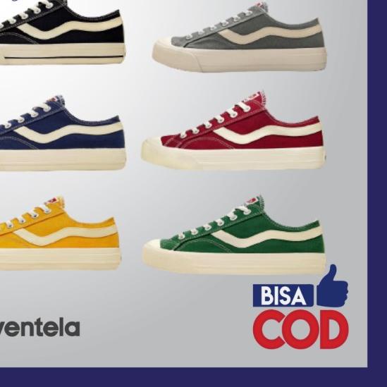 ☈ Sepatu Ventela Public Low Black Natural Maroon Yellow Green Grey Navy - BASIC BN, 36 ♢