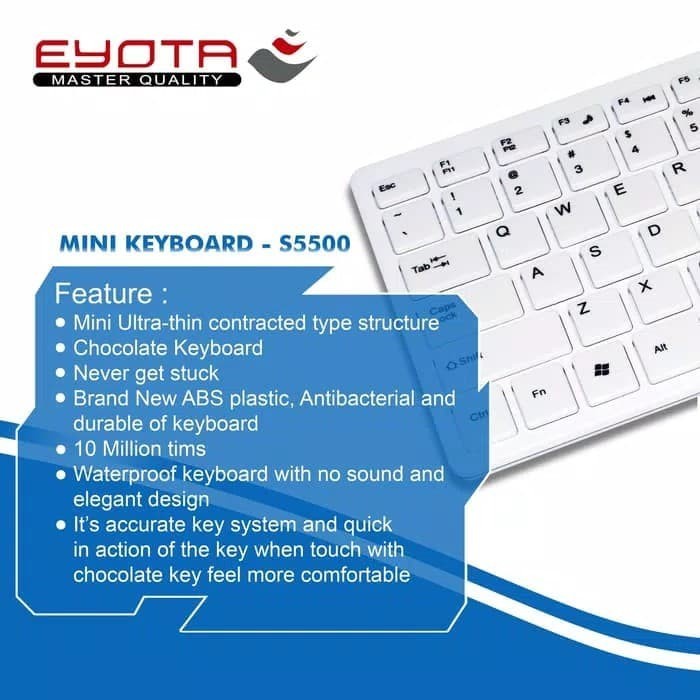 Keyboard Mini Eyota S5500 White Wired keyboard murah
