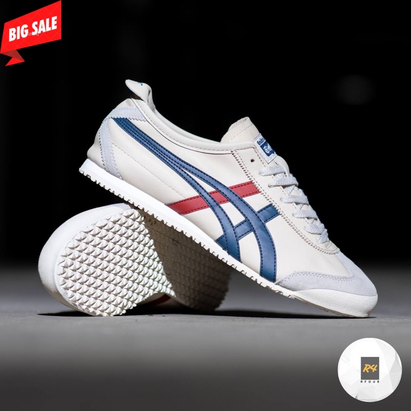 ONITSUKA TIGER MEXICO 66 LEATHER CREAM BLUE RED 100% ORIGINAL BNIB | SEPATU ONITSUKA ORIGINAL