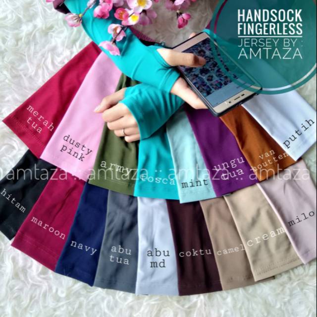 [BISA COD] Handsock Fingerless Jersey Polos Premium by Amtaza | handsock jempol polos amtaza | manset jempol polos amtaza
