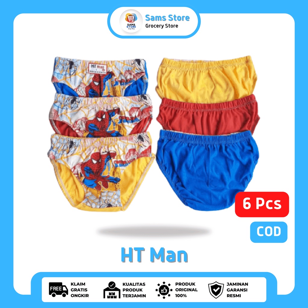 Celana Dalam Anak Laki-Laki HT Man Motif Random Isi 6 Sempak Anak Laki-laki Selempak Cowok Slempak C