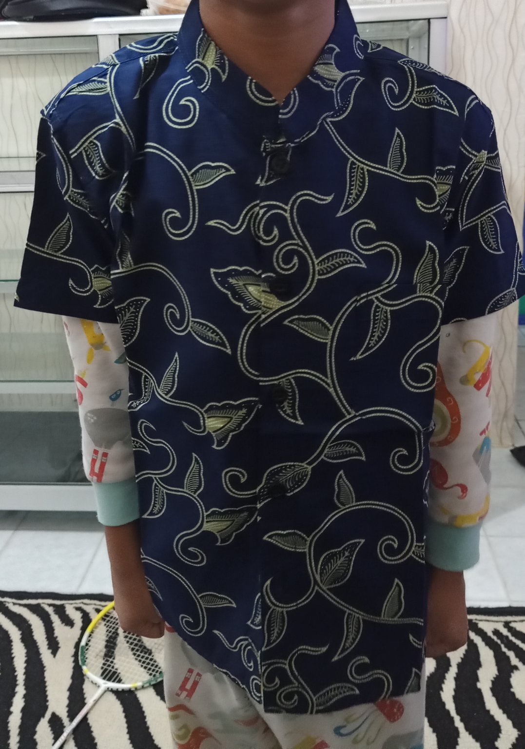 Kemeja Batik Anak Slimfit Warna Navy Batikbule