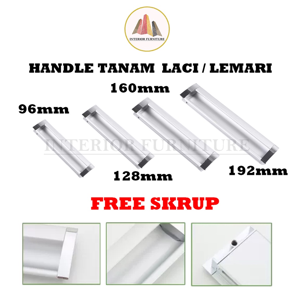 Tarikan Plastik Tanam Handle Lemari Pintu Laci Rumah Sliding Geser Dapur Gagang murah FREE SEKRUP