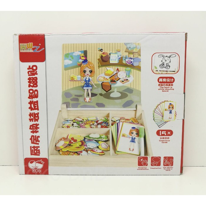 Mainan Anak Kitchen Replace Clothing Intelligence Magnetic Puzzle Kayu