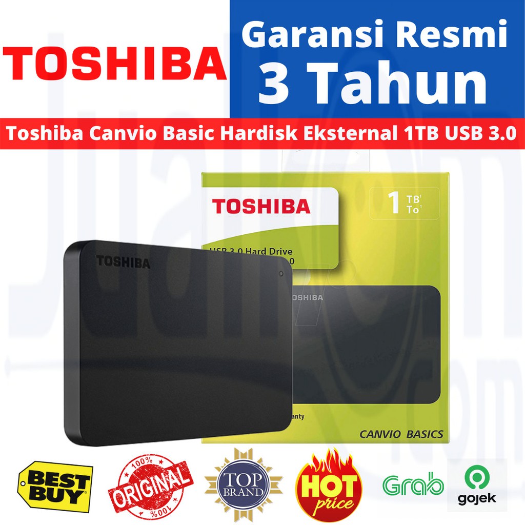 HDD Toshiba Canvio Basic 1TB Harddisk External 2.5&quot; USB 3.0 Resmi