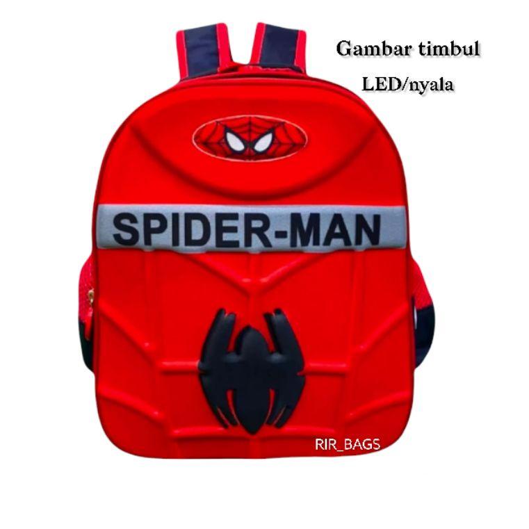 Tas sekolah anak spuderman TK LED/Tas ransel sekolah anak TK LED/Tas anak karakter Spiderman TK/Tas 