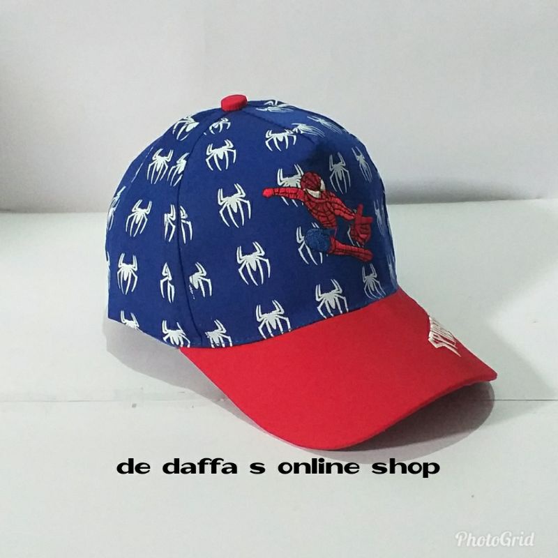 Topi anak baseball karakter spiderman marvel bordir full printing