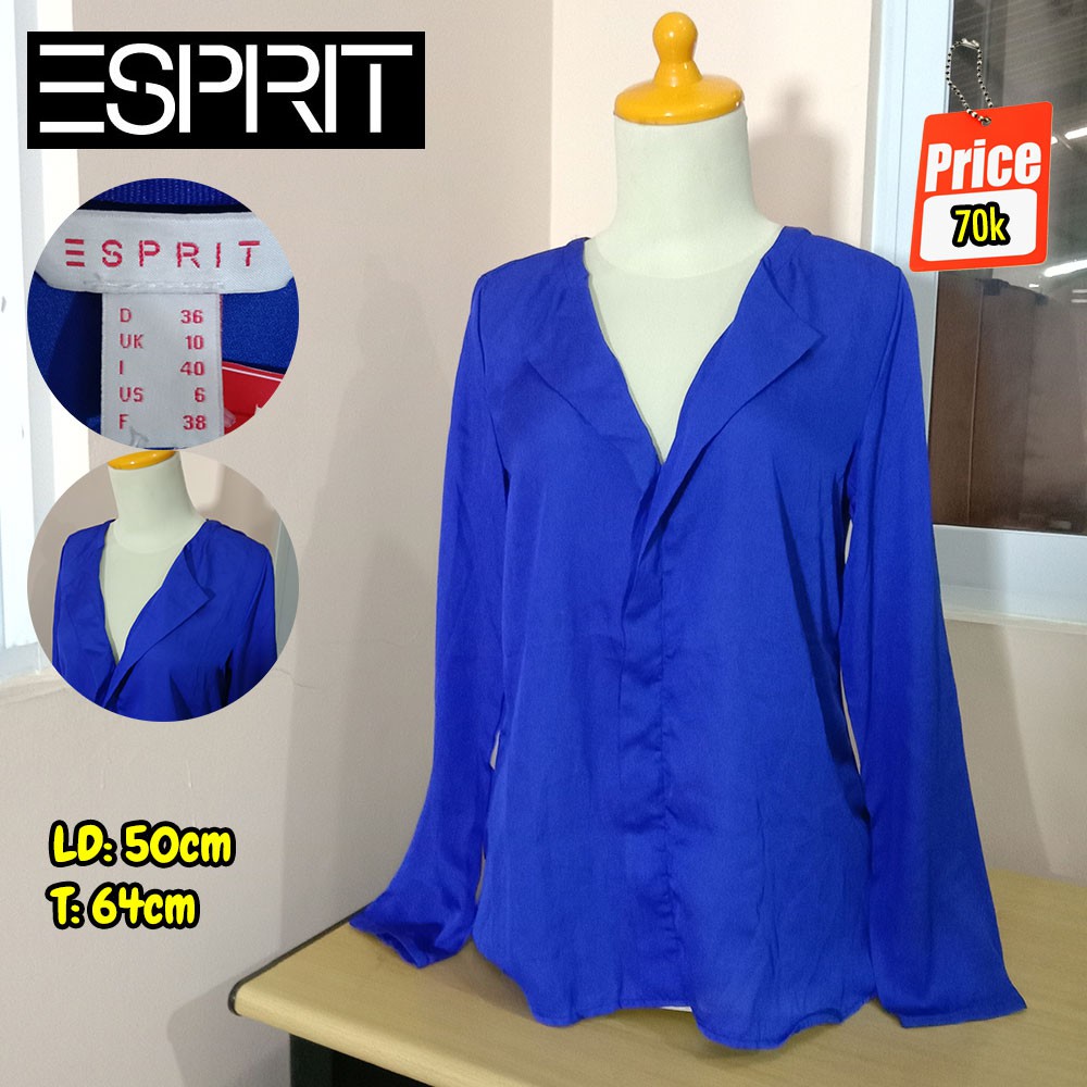 Kemeja Formal Wanita Cewe Lengan Panjang ESPRIT Biru