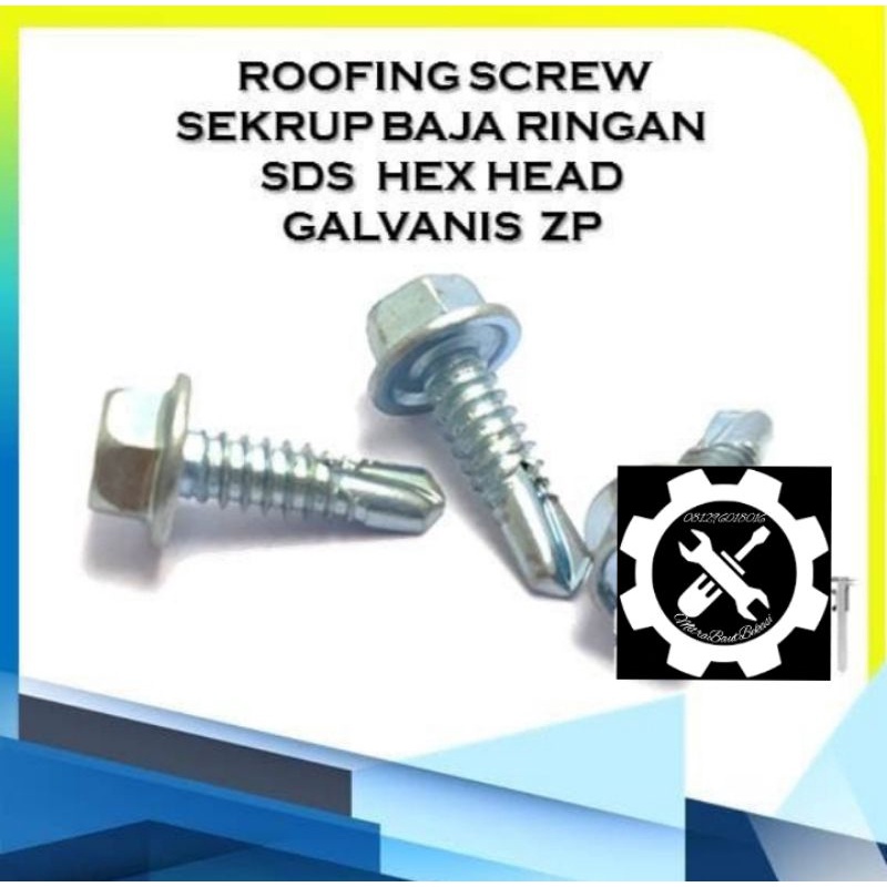 Sekrup Baja Ringan Roofing 10X19mm isi 100pcs