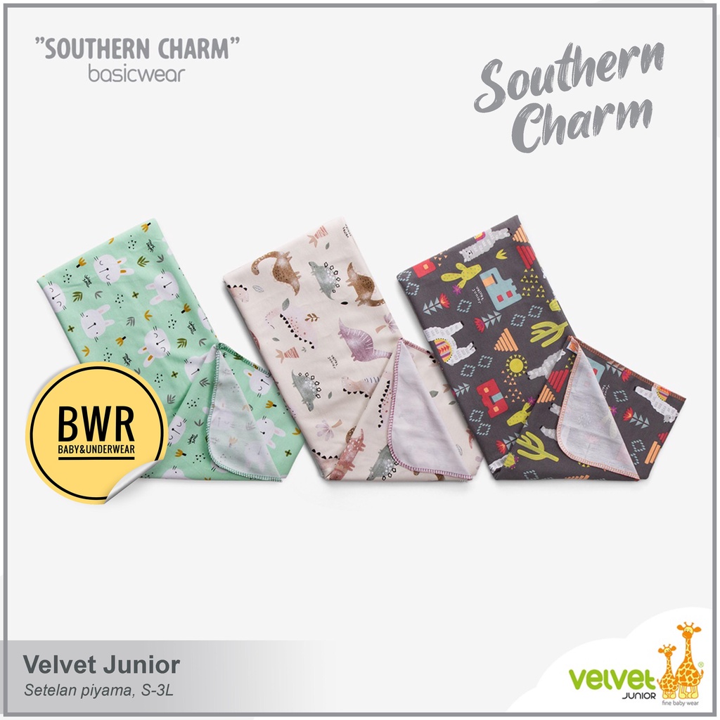 Velvet Junior Terbaru BEDONG SOUTHERN Charm / 90x110 Selimut Bedong Bayi Newborn Bahan Super Lembut | Bwr