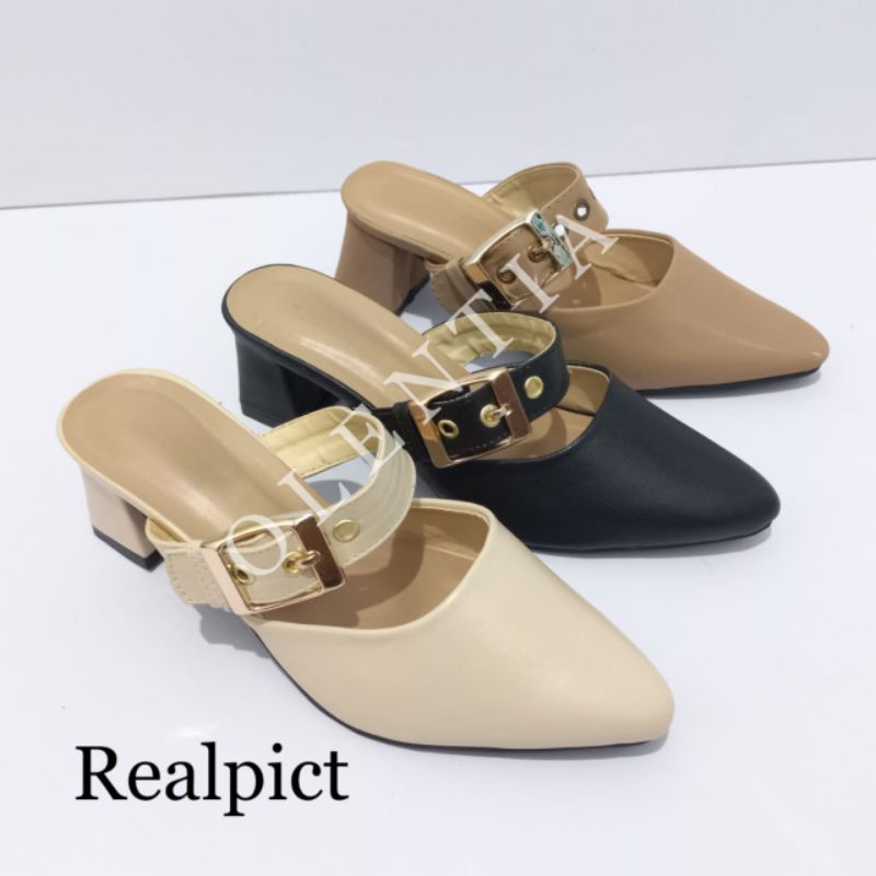 Sepatu Wanita Sepatu heels mules gesper RY 02