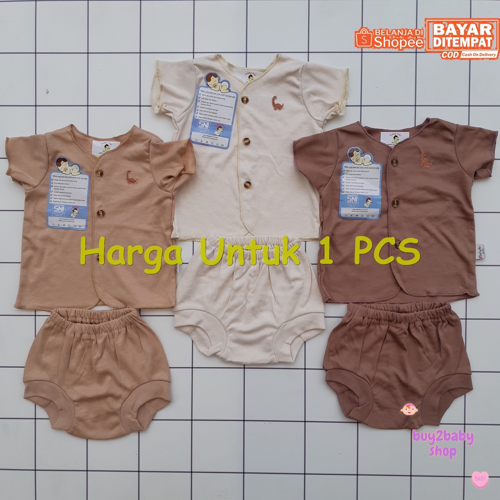 Setelan Piyama Pendek POP Bayi Bahan Premium BABYHAI Brown Series 1 PCS