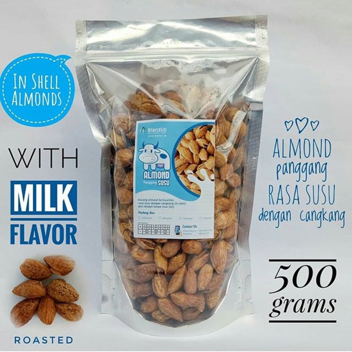 

Kacang Almond Panggang rasa Susu (Cangkang) 500 gram