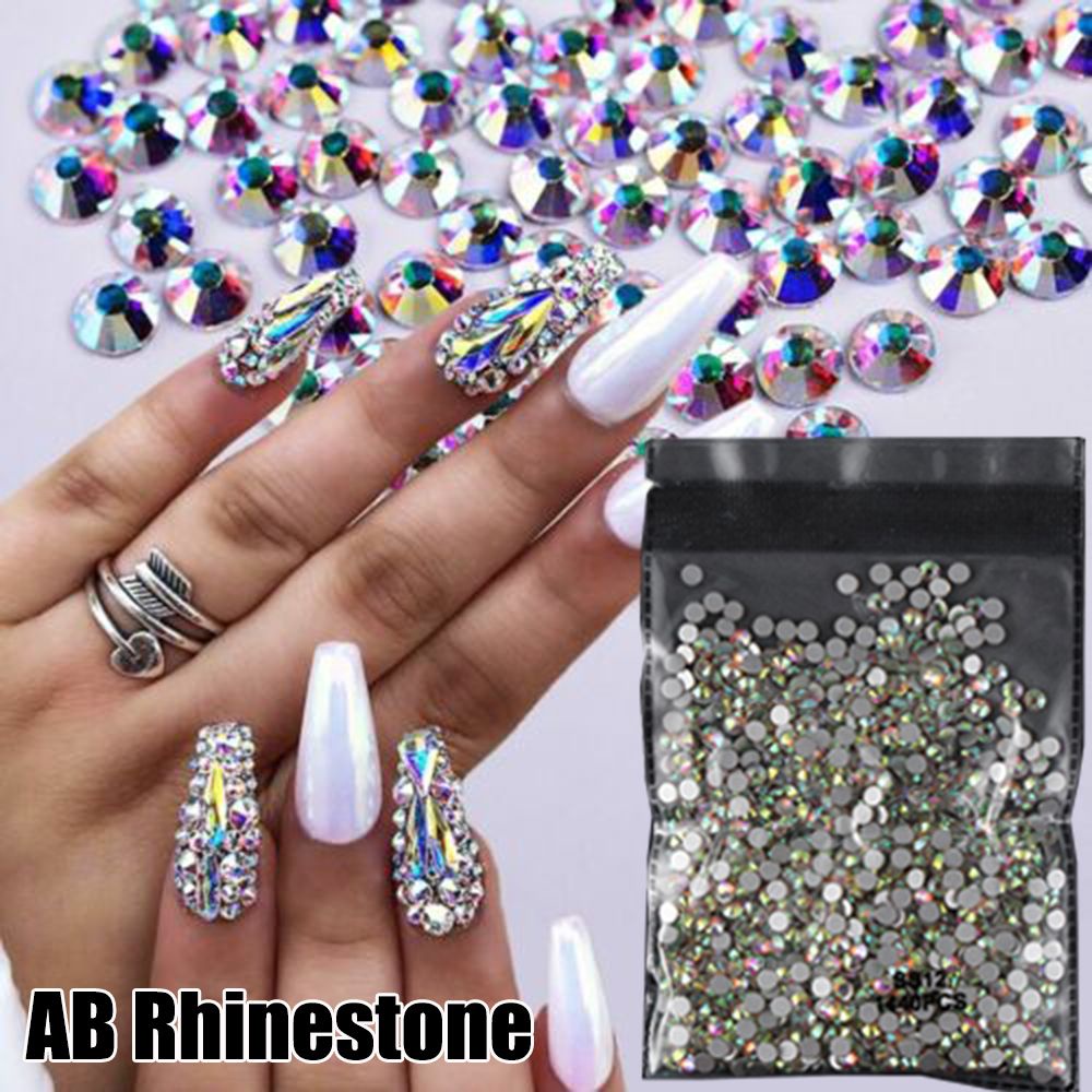 Suyou Manik-Manik Kristal Berlian Imitasi Ab Flatback 3d Dekorasi Nail Art / Manicure Diy