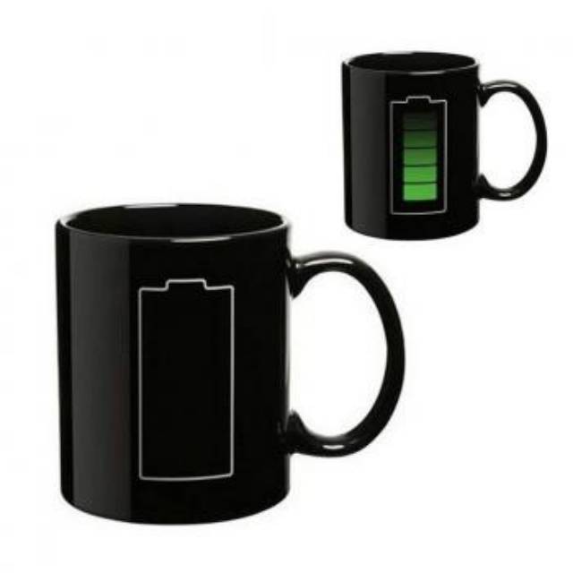 Magic Mug Cangkir Sensitif Suhu Motif Baterai 400ml - HAPPY