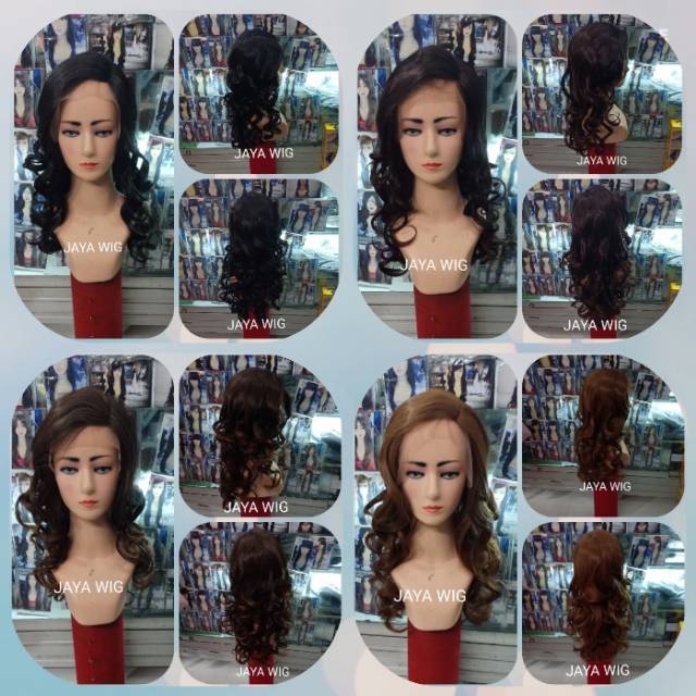 Wig Lace Curly Panjang 45CM Rambut Palsu Wanita Model Keriting Tanpa Poni