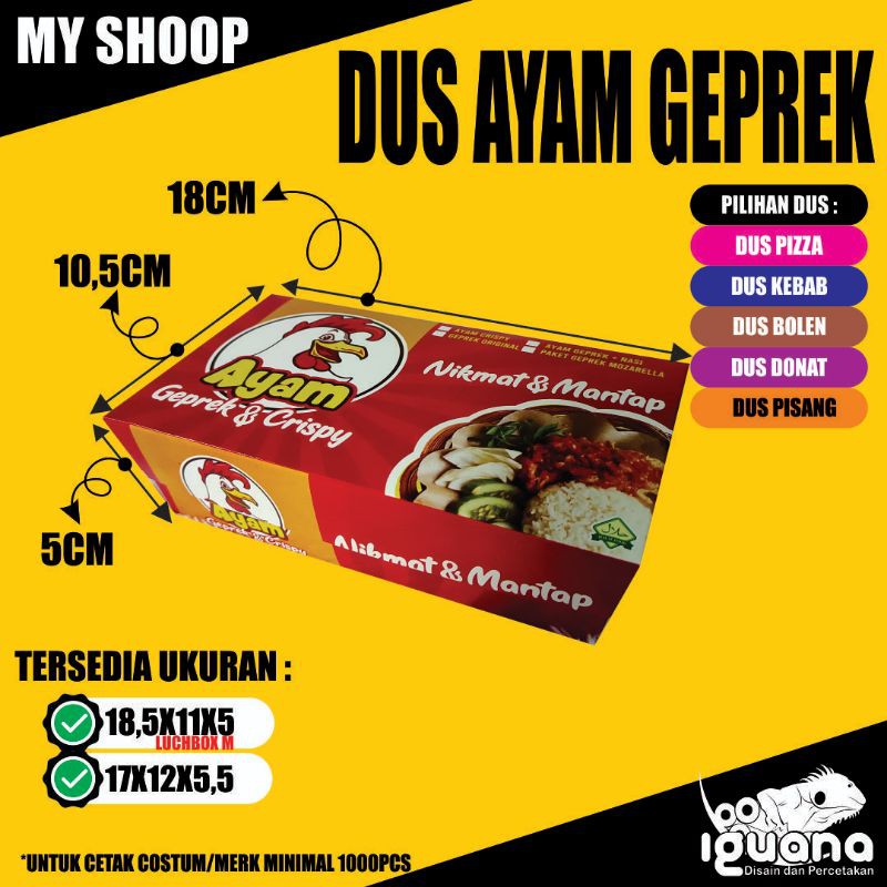 Dus ayam geprek/ dus ayam/ dus ayam crispy/ dus makanan