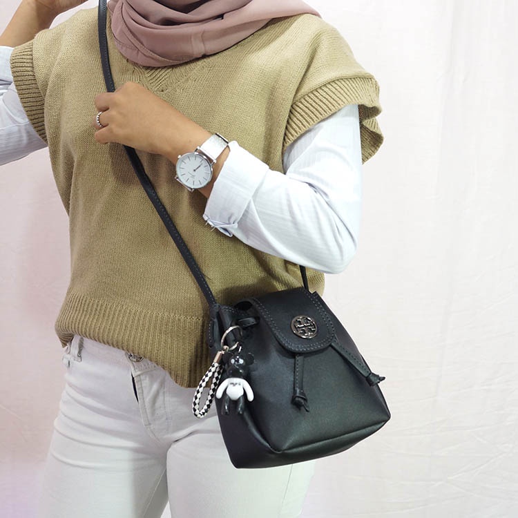 Luna Aura Tas Serut Wanita Minixo Free Gantungan Mini Bear SB 45 Tas Selempang wanita Kekinian Tas wanita ootd