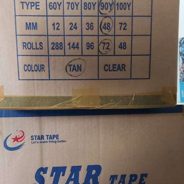 

Lakban Star Tape coklat 2 inch 90 yard 1 karton