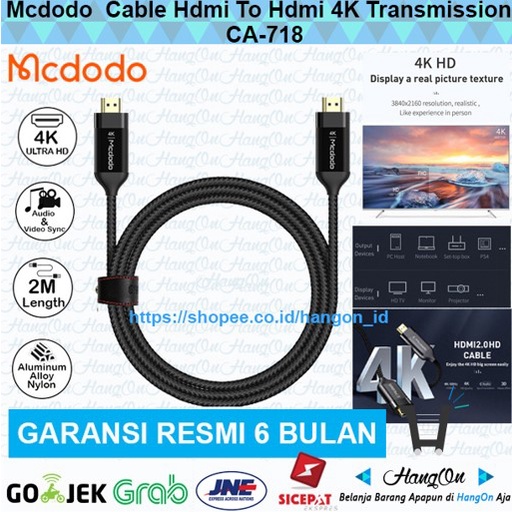 MCDODO Kabel HDMI To HDMI 4K PC / Proyektor / TV / PS4 HD Audio CA-718