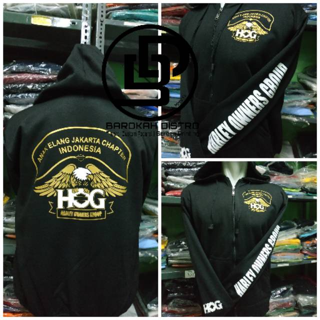 Sweater Hoodie Zipper HOG ANAK ELANG JAKARTA - HARLEY OWNER GROUP terlaris