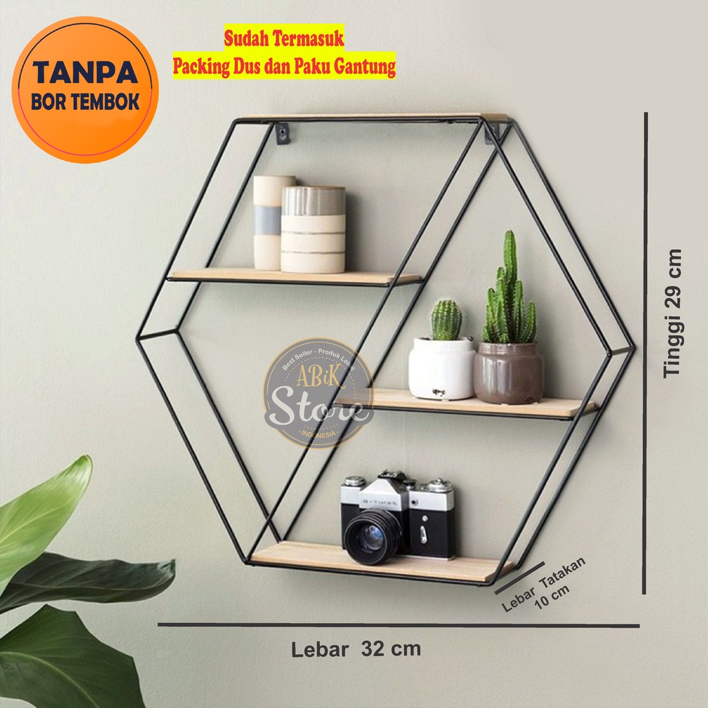 Rak Dinding  Hexagonal / Rak Dinding Besi / Rak Hexagon / Rak BESI MINIMALIS MODERN HIGH QUALITY