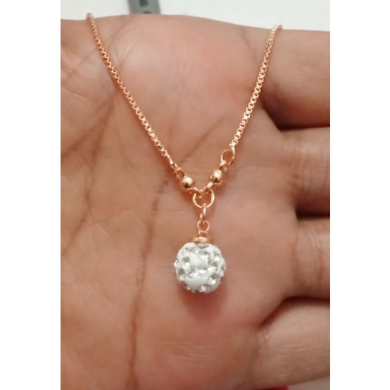 NJJ35. Kalung xuping wanita lapis emas dgn mata zircon ukuran 45 cm koye