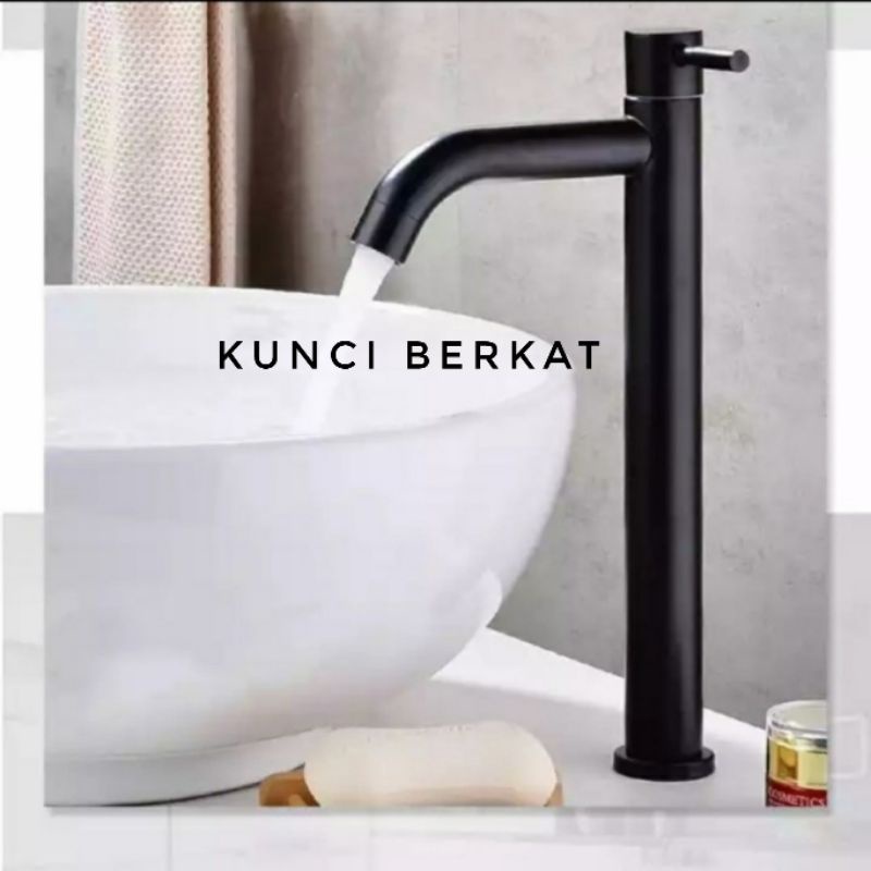 Kran wastafel hitam tinggi/Black/Long/Keran/Kran wastafel tinggi hitam